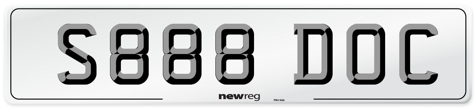 S888 DOC Number Plate from New Reg